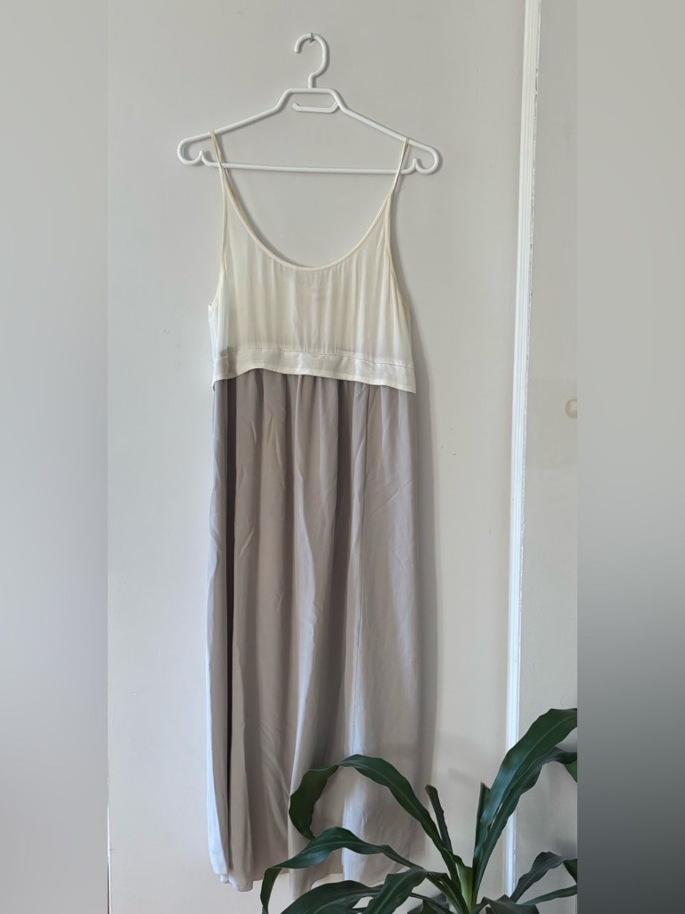 Wilfred Two-Tone Cream and Taupe Slip Dress